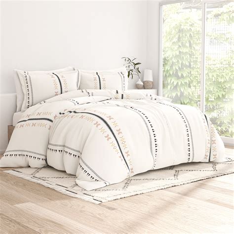 Natural Geo Lines Pattern 3 Piece Duvet Cover Set Linens And Hutch