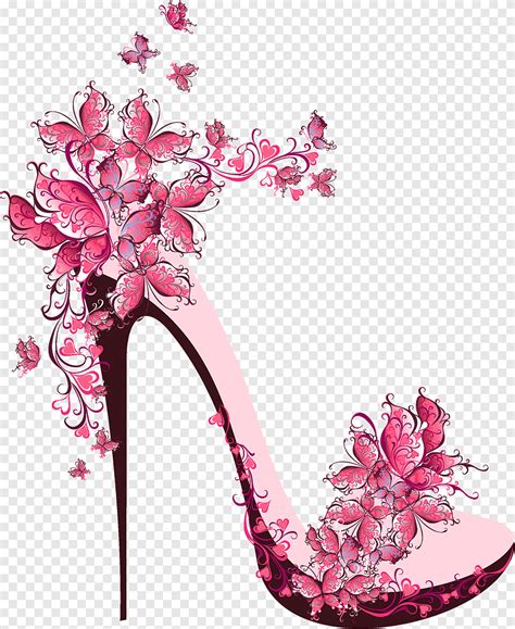 Ilustração de estilete floral rosa sapatos de salto alto sapatos de