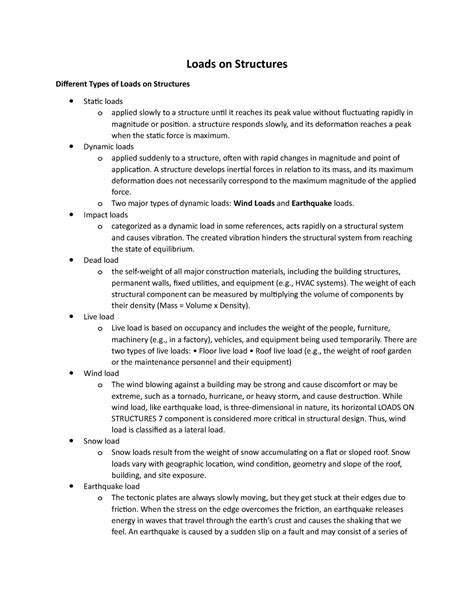Loads On Structures A Structure Responds Slowly And Its Deformation
