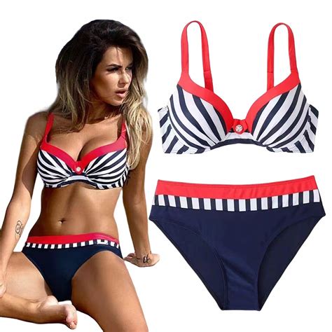 STRÓJ KĄPIELOWY DWUCZĘŚCIOWY KOSTIUM WYSOKI STAN SEXY BIKINI PUSH UP R XL 6977793466242 Cena