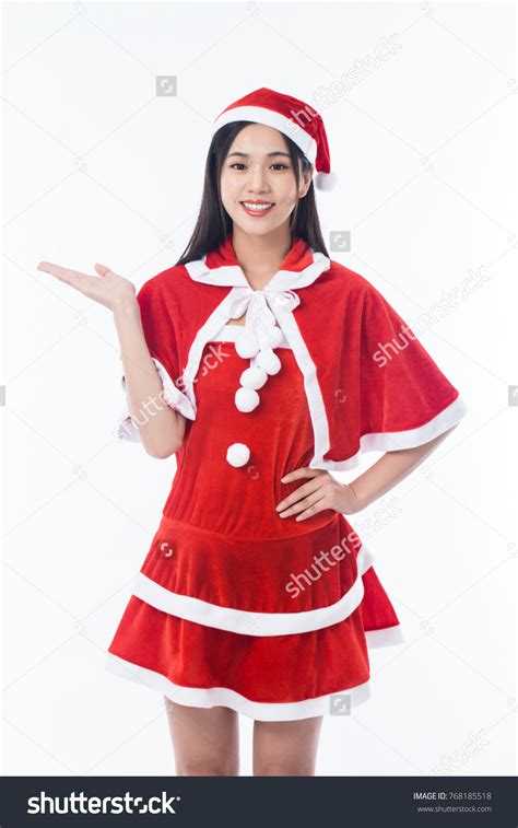 Beautiful Sexy Woman Red Christmas Dress Stock Photo 768185518