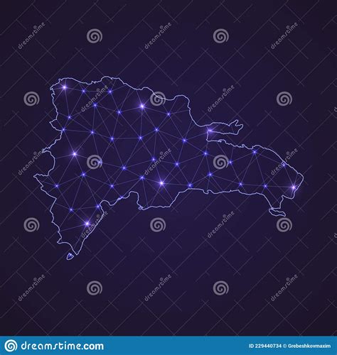 Digital Network Map of Dominican Republic. Abstract Connect Line Stock