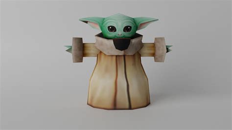 3D Model Baby Yoda VR AR Low Poly CGTrader