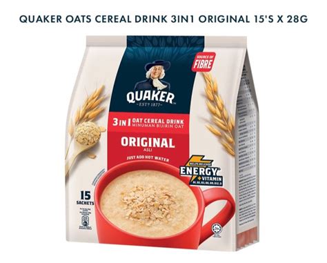 Quaker Oat Cereal Drink 3in1 Original 15 S X 28g Lazada