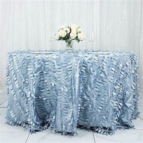 Balsacircle 132 Dusty Blue Leaf Petals Taffeta Round Tablecloth