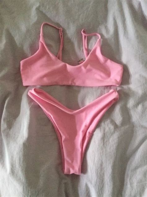 Solid Sexy Red Micro Bikini Set Women Swimming Suit Padded Bra Biquini Two Piece Swimwear Thong