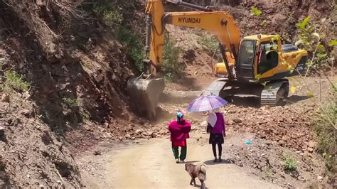 JCB Excavator Cutting Hill And Widening Hilly Road JCB Working Video