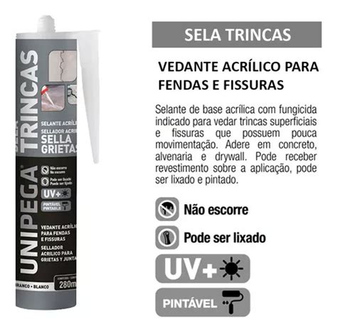 Kit 12 Sela Trincas Adesivo Selante Acrílico Branco 400g à venda em