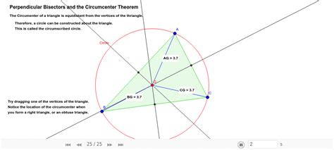 Geometry - Perpendicular Bisectors and Circumcenter Theorem – GeoGebra