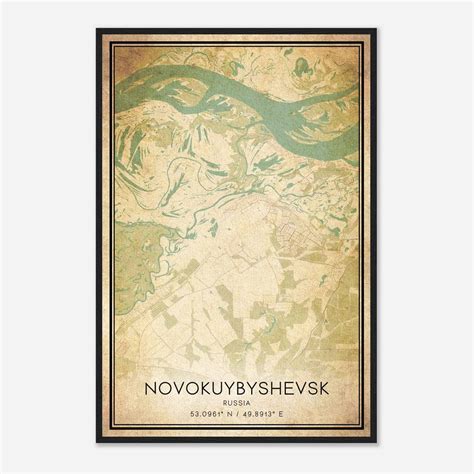 vintage novokuybyshevsk russia map poster novokuybyshevsk city road wall art print custom