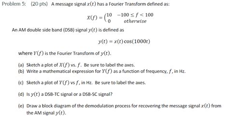 Solved Roblem 5 20 Pts A Message Signal X T H