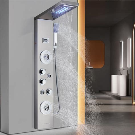 Alenartwater Shower Panel Tower Led Head Shower Faucet Stainless