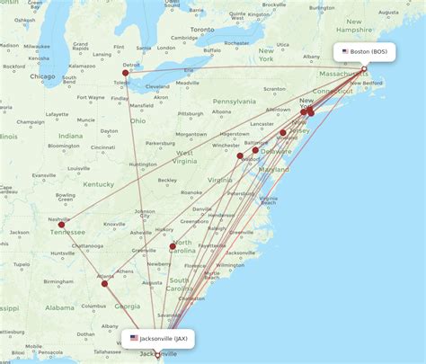 All Flight Routes From Boston To Jacksonville BOS To JAX Flight Routes