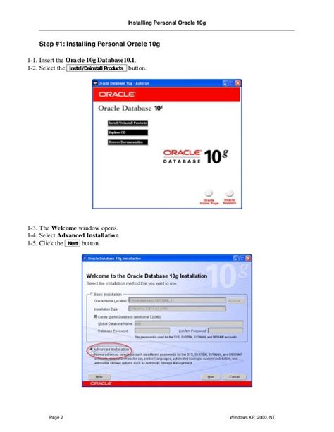 Oracle 10g Installationguide