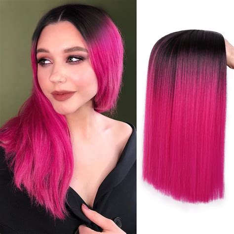 Hanne Ombre Hot Pink Wig Straitht Hair Bob Wig Short Straight Hair Pink Ombre Wig