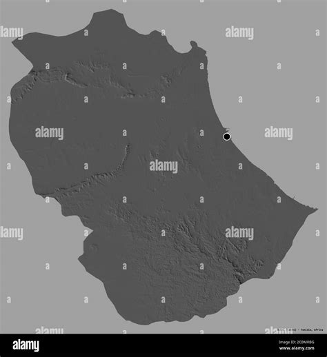 Shape of Gabès governorate of Tunisia with its capital isolated on a