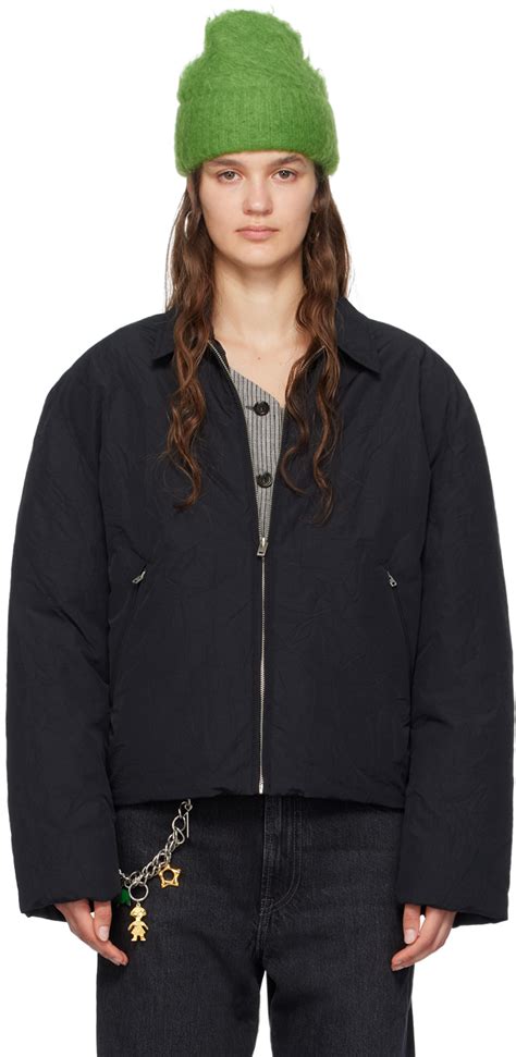 Acne Studios Black Spread Collar Down Jacket SSENSE