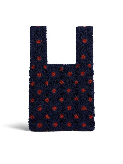 Marni Market Fish Bag In Blue And Red Crochet Marni