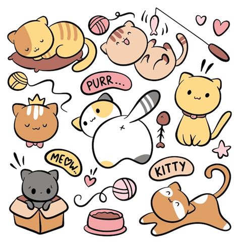 Premium Vector Set Of Hand Drawn Doodle Cat