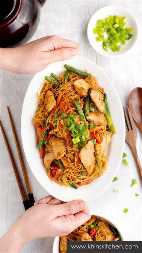 Chicken And Rice Noodle Stir Fry Khin S Kitchen Noodle Recipe