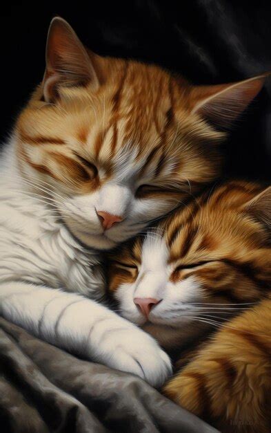 Premium Ai Image Cozy Cuddle Of Two Cute Cats