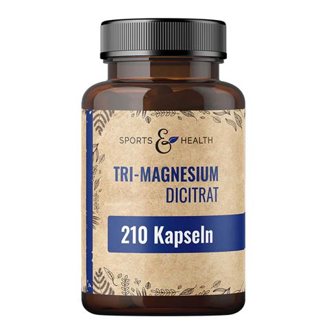 Магнезий (три-магнезиев-дицитрат) 120 mg, 210 капсули, Sports&Health ...