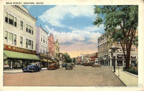 Main Street Sanford Me Postcard