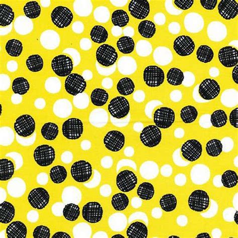 Whats The Buzz By Kanvas Studios Black Polka Dot Fabric Yellow