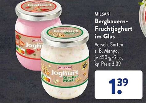 Milsani Bergbauern Fruchtjoghurt Im Glas Angebot Bei Aldi S D