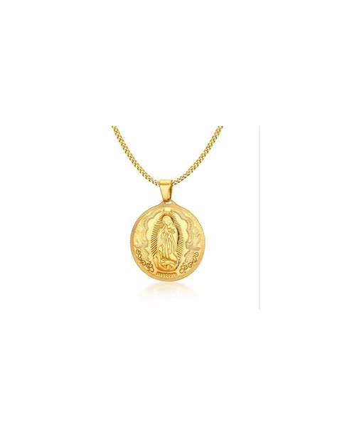 Collier pendentif sainte Vierge en acier doré