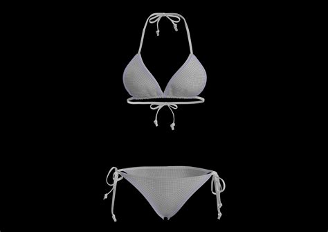 Black Checkered Tie Up Bikini Free VR AR Low Poly 3D Model CGTrader