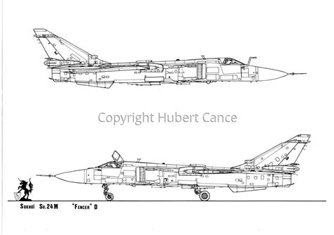 Drawing Sukhoi Su24m Fencer D Original Art By Hubert Cance