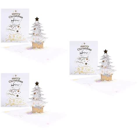 3 PACK GRUSSKARTE Zu Weihnachten Kristall Weihnachtsbaum Karte Karten