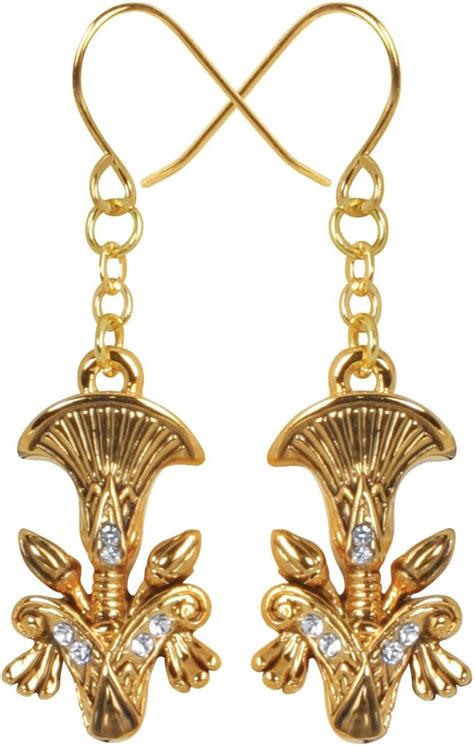 Amazon Gold Color Pewter Egyptian Papyrus Earrings Dangle