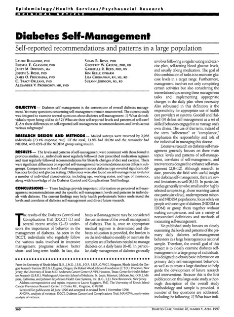 Pdf Diabetes Self Management Self Reported Recommendations And Patterns In A Large Population