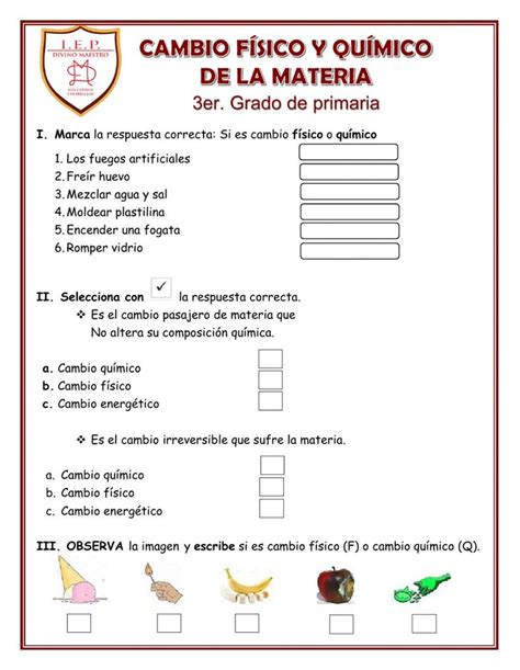 Cambio F Sico Y Qu Mico De La Materia Worksheet Shopping Screenshot