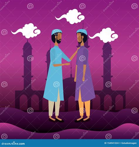 Arabs Woman And Man With Clouds And Traditional Clouds Stock