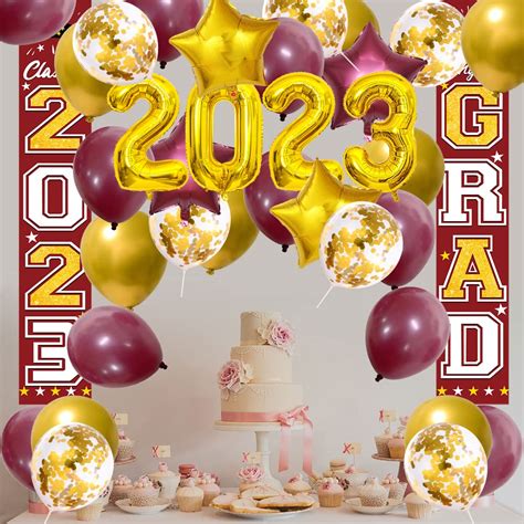 Buy Graduation Decorations 2023 Burdy Gold Graduation Party Supplies