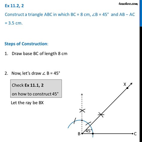 Question 2 Construct Triangle ABC BC 8cm B 45 AB AC 3 5