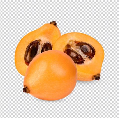 Premium Psd Half And Whole Ripe Loquat Fruits Isolated Premium Psd