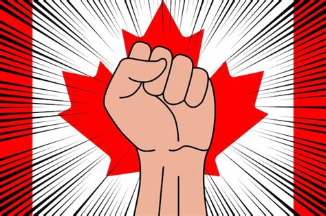 Premium Vector Human Fist Clenched Symbol On Flag Of Canada