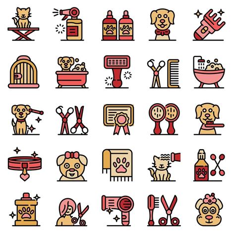 Groomer Icons Set Outline Style 8858982 Vector Art At Vecteezy