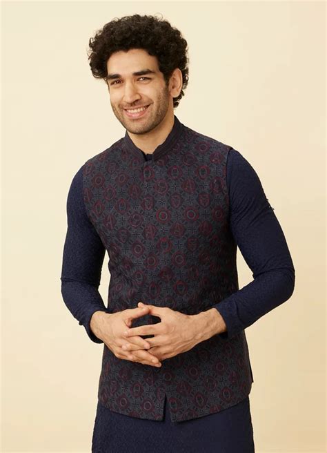 Buy Twilight Blue All Avengers Jacket Online In India Manyavar Nehru