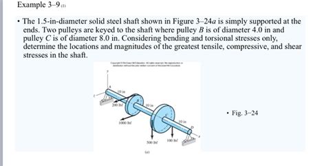 Solved Example 3 9 The 1 5 In Diameter Solid Steel Shaft Chegg