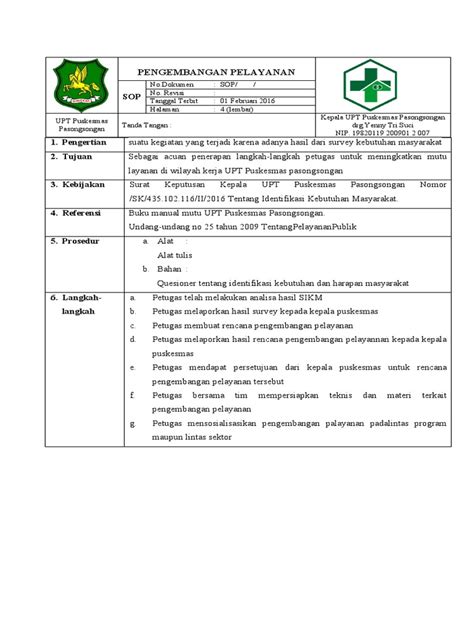 5 Sop Pengembangan Pelayanan Pdf