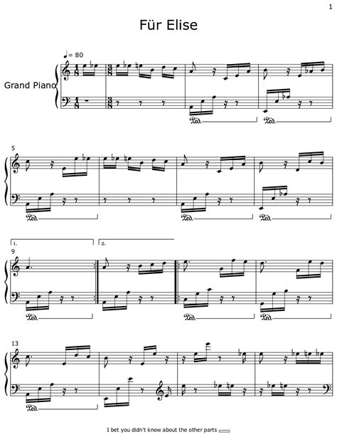 F R Elise Sheet Music For Piano