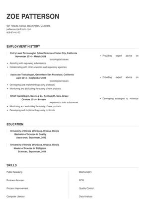 Toxicologist Resume Sample Tips Online Resume Builder