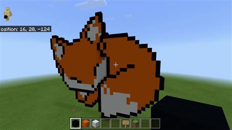 Minecraft Fox Pixel Art Grid