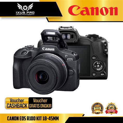 Jual Canon EOS R100 Kit 18 45mm Mirrorless Camera Lens PAKET A Di