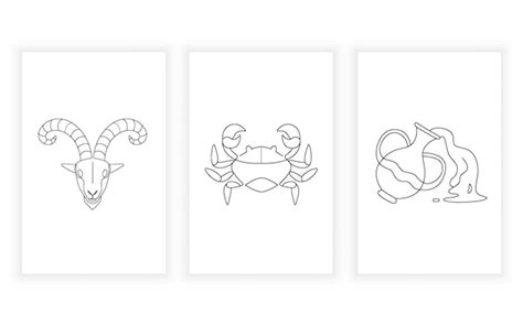 Premium Vector Set Of Zodiac Line Art Continuous Line For Logo Design